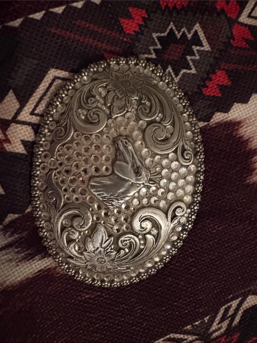 Nocona Silver-Tone Oval Western Belt Buckle